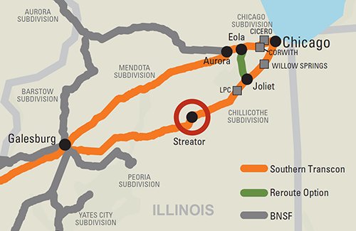 Bnsf Southern Transcon Map Maintenance Project To Affect Some Southern Transcon Traffic In Chicago  Area March 16-17, 2018