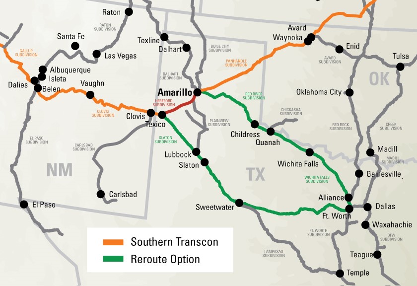 Bnsf Southern Transcon Map Agricultural Products Network Update For Friday, February 16, 2018