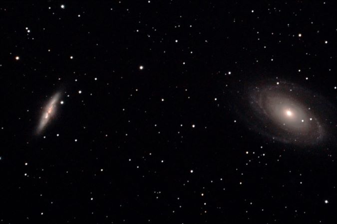 Fortner’s image of the M81 (right) and M82 (left), a pair of local galaxies that are falling toward each other just like the Andromeda Galaxy and our own galaxy, the Milky Way. They are about 150,000 light years apart.