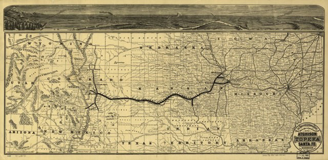 Map of ATSF lines in 1871.
