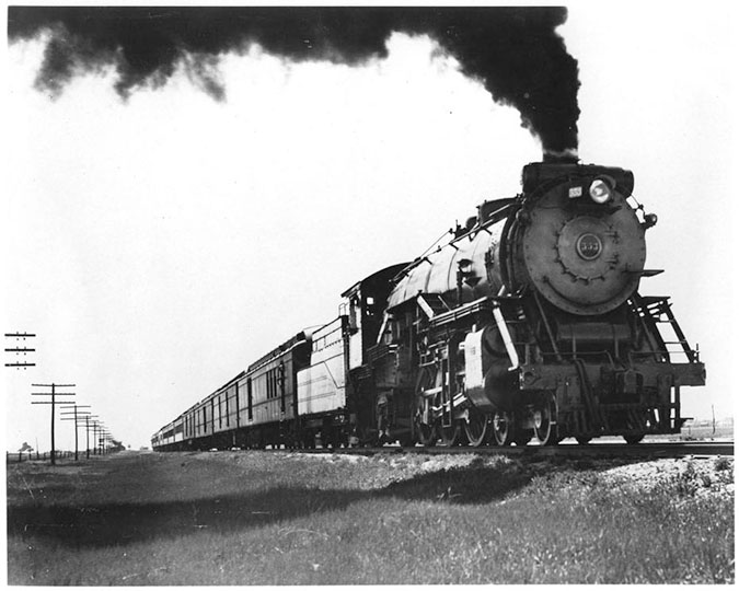 The Fort Worth and Denver City's Colorado Special rolls through the Texas Panhandle, 1929.