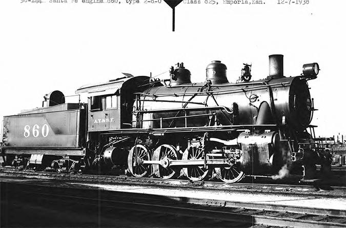 Santa Fe locomotive in Emporia, circa 1930s 