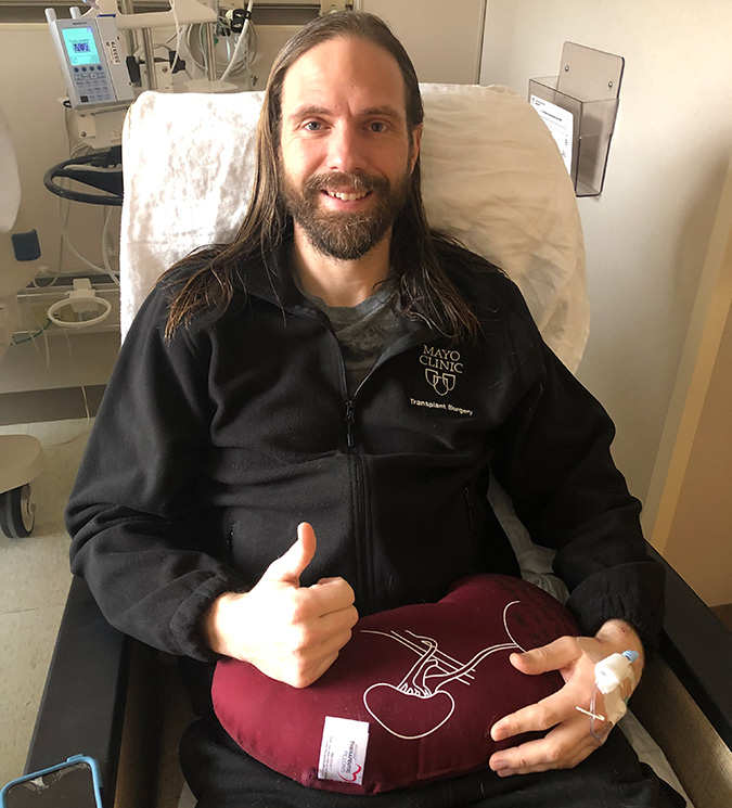 Kniert recovering at the hospital after the transplant surgery