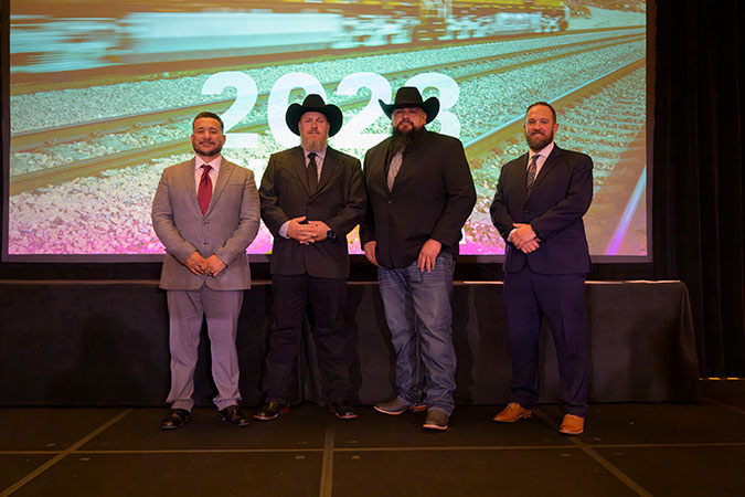 Left to right, members of the team recognized at BNSF’s Employees of the Year: Mark Roybal, Jon Mecham, Nick Garibay, and Nick DeRieux 